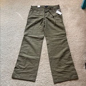 GAP woman Olive Green Linen Pants with Drawstring